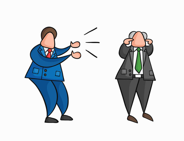 上司とbに叫ぶ手描きベクトル怒ったビジネスマン労働者 - ベクター画像