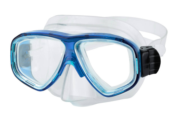 Blue diving goggles isolated on white background - Photo, Image