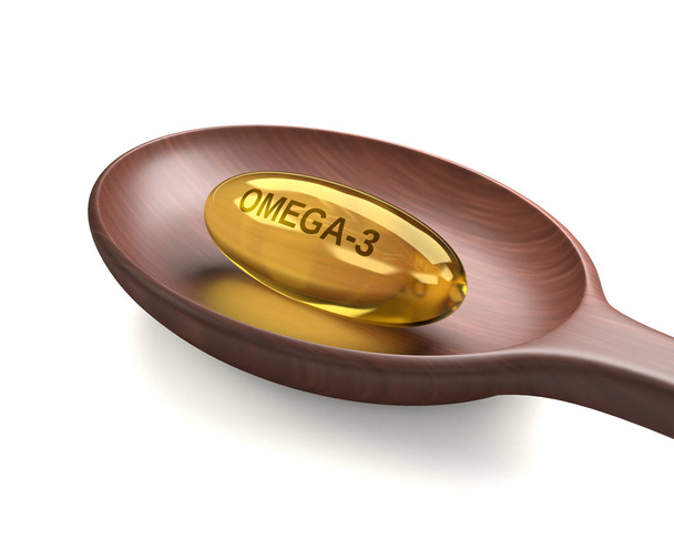  3d render of omega-3 capsule over white - Foto, Imagen
