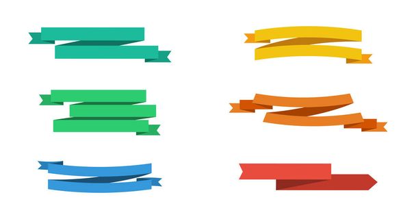 Six colorful vector Ribbons Banners isolated. Ribbons Banners collection. Tapes in flat design - Vector, Image