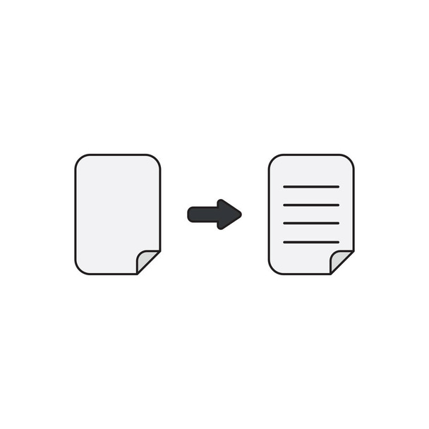 Vector icoon concept van blanco papier en geschreven papier.  - Vector, afbeelding