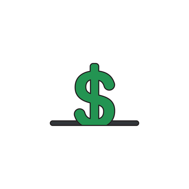 Vector pictogram concept van dollar symbool in zwart Moneybox hole.  - Vector, afbeelding