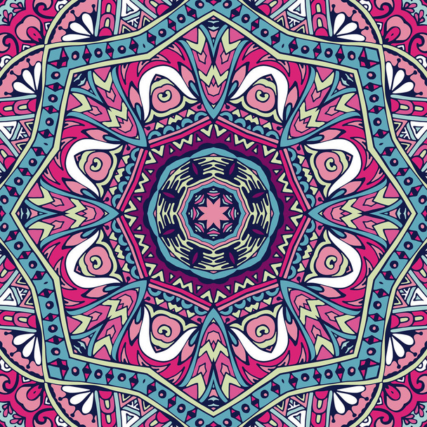 Tribal indian ethnic seamless design. Festive colorful mandala pattern - Vector, imagen