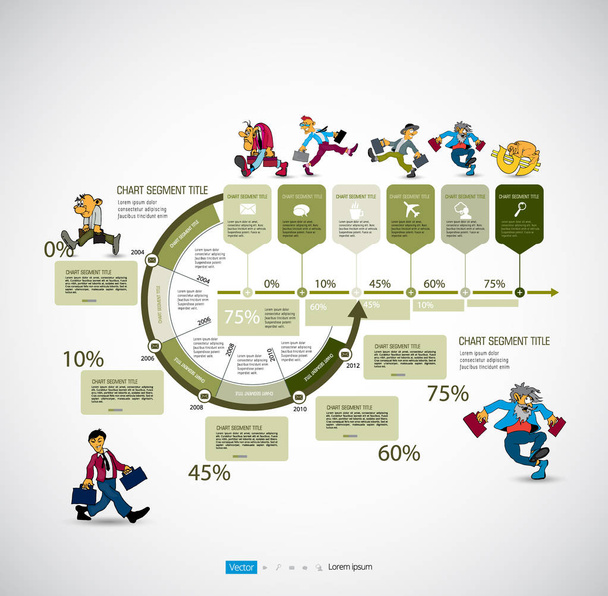Infographics template with business cartoon character, vector illustration - Vector, Image