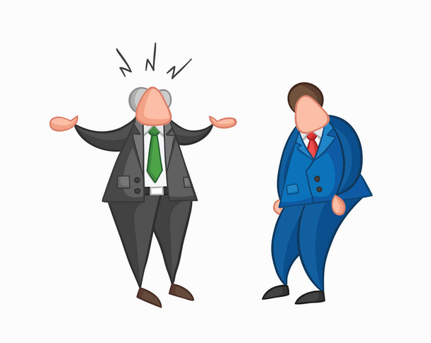 Hand-drawn vector angry boss with businessman worker - Vector, Image