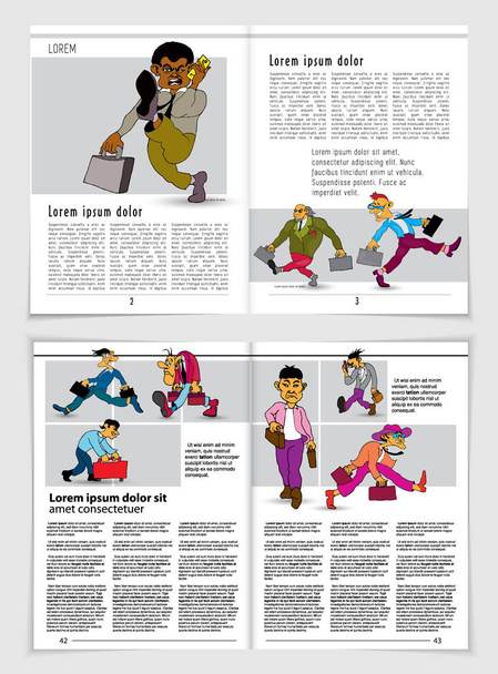 Folhetos de layout vetorial, folhetos, apresentações para negócios com personagens de desenhos animados
 - Vetor, Imagem