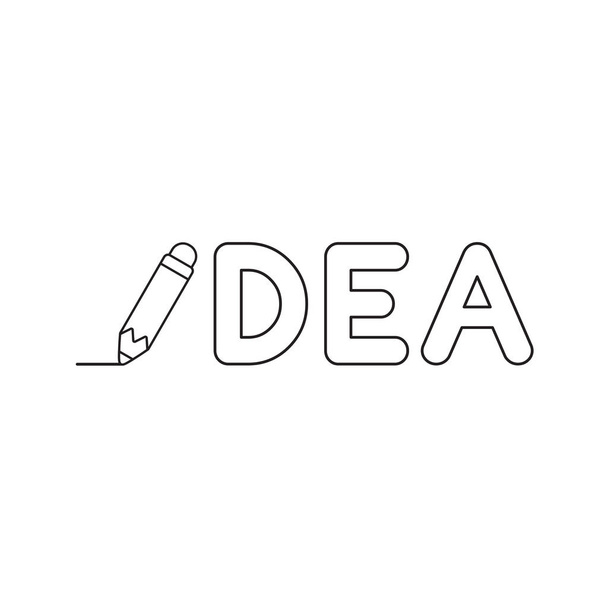 Icono vectorial concepto de palabra idea con línea de dibujo a lápiz. Negro
 - Vector, imagen