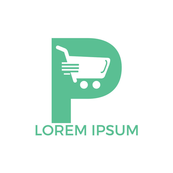 Lettre P Shopping logo design. abstrait coloré panier icône et sourire. App Shopping Logo
. - Vecteur, image