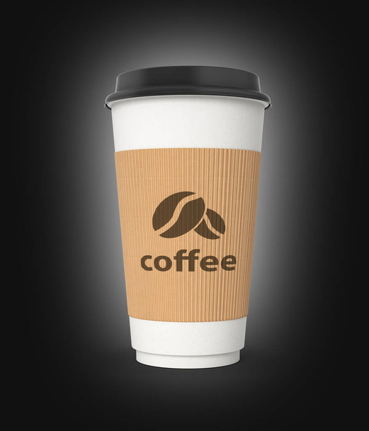 Coffee cup on black gradient background 3d - Photo, image