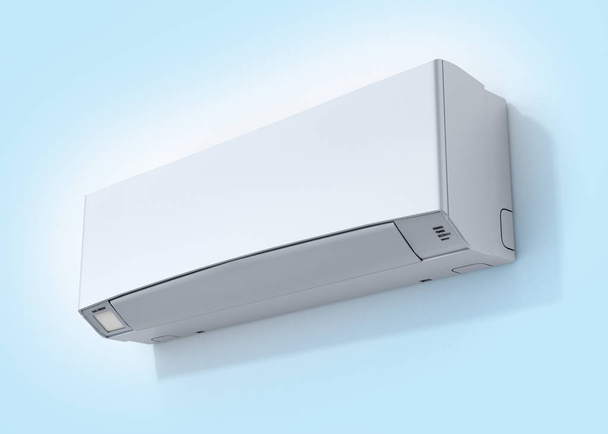 Air Conditioner op blauwe gradiënt achtergrond 3D - Foto, afbeelding