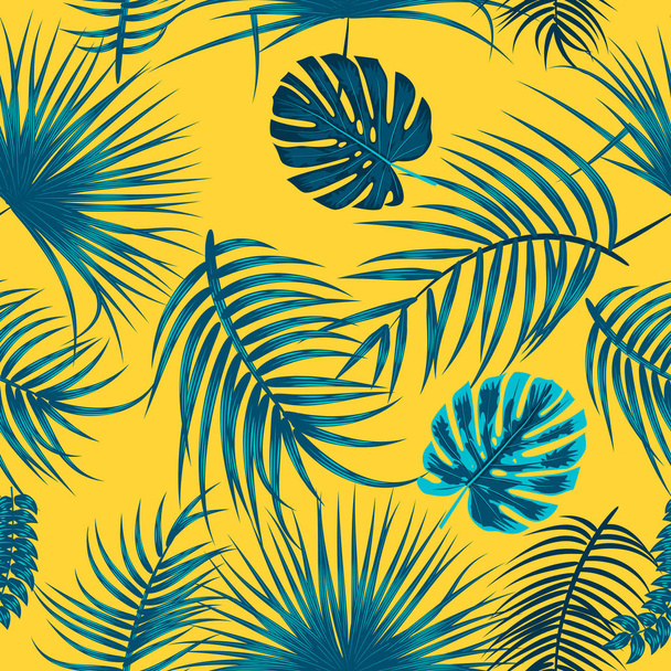 Tropical jungle palm leaves seamless pattern - Vettoriali, immagini