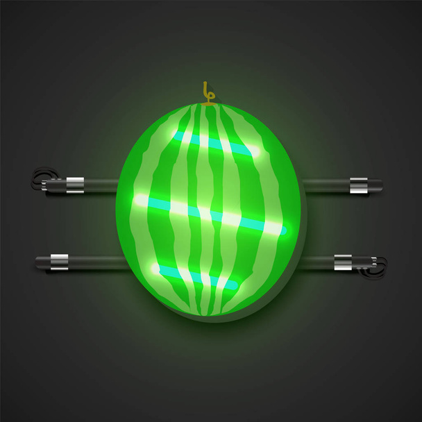 Realistic neon fruits with console, vector illustration - Вектор,изображение