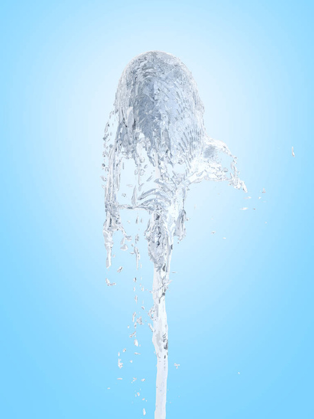 Jet de agua corriente ascendente aislado sobre fondo azul gradeint
  - Foto, Imagen