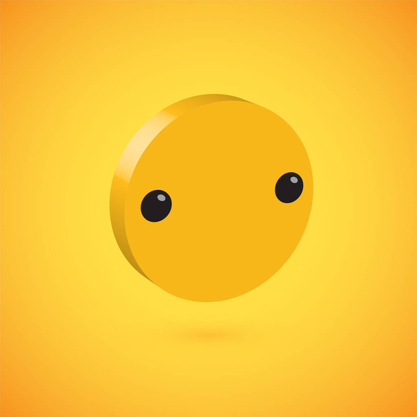 Yellow high detailed 3D disc emoticon, vector illustration - Vettoriali, immagini