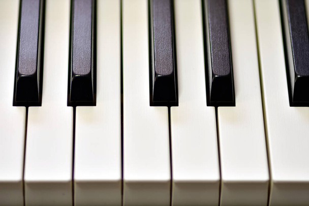 Ключі цифрового фортепіано, м'яке фокусування, творчий настрій людини імпровізація і творчість. Клавіатура піаніно Midi для відтворення цифрової музики та створення реміксів
. - Фото, зображення