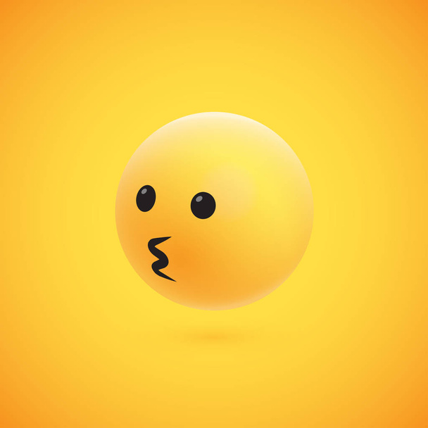 Cute high-detailed yellow 3D emoticon for web, vector illustration - Vektör, Görsel