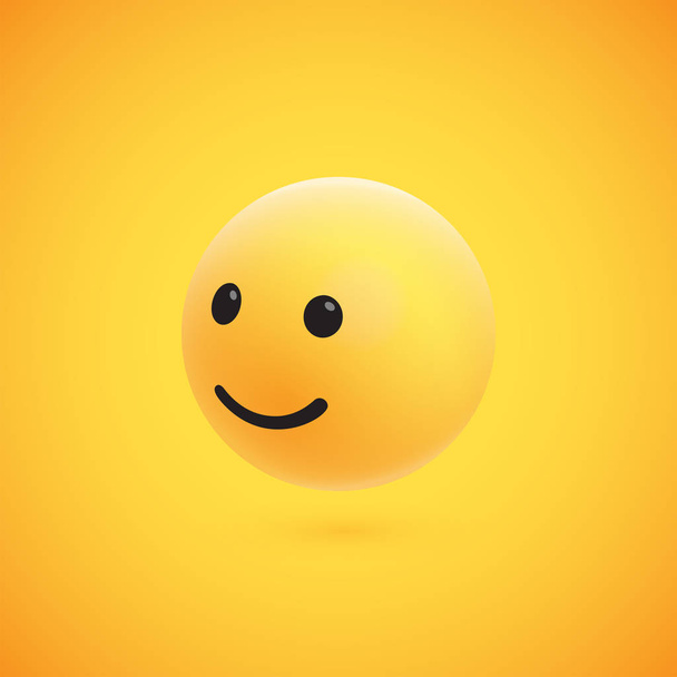 Cute high-detailed yellow 3D emoticon for web, vector illustration - Vector, Imagen