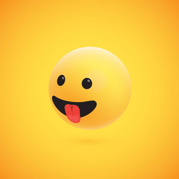 Cute high-detailed yellow 3D emoticon for web, vector illustration - Vetor, Imagem