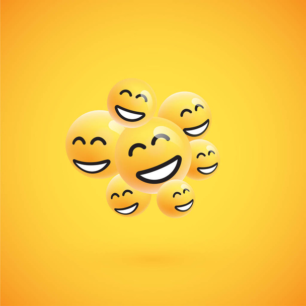 Group of high detailed yellow emoticons, vector illustration - Vektor, kép