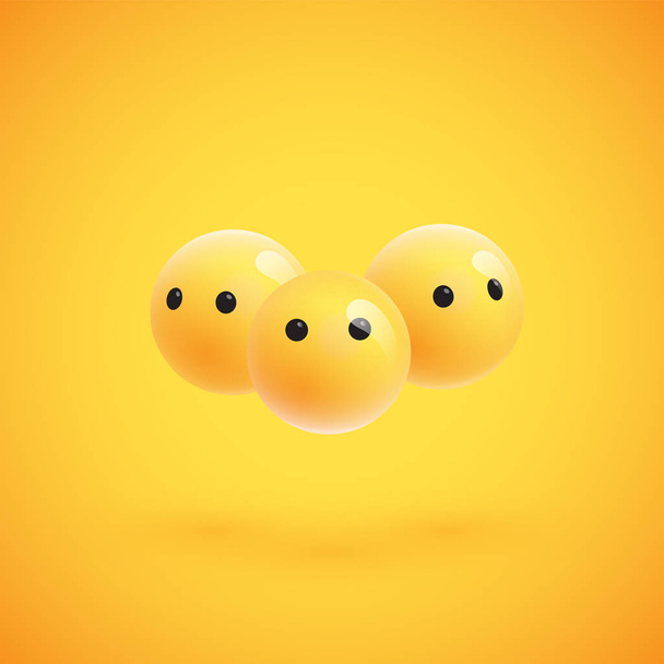 Group of high detailed yellow emoticons, vector illustration - Vettoriali, immagini
