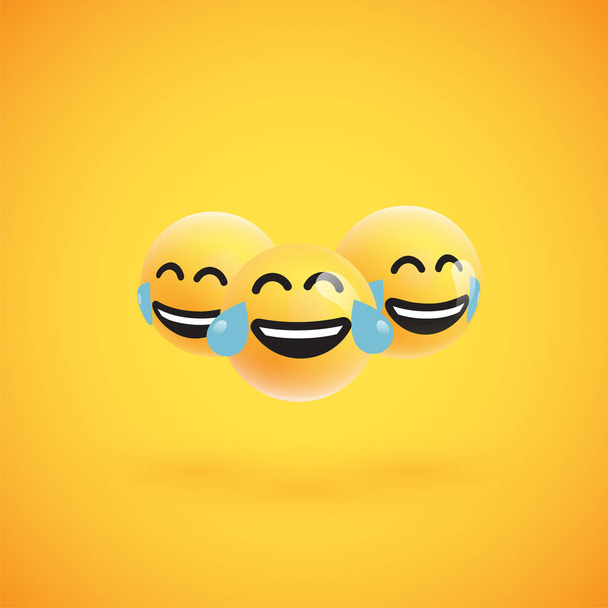 Group of high detailed yellow emoticons, vector illustration - Vektor, kép