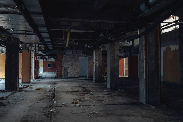 The abandoned industrial building. Fantasy interior scene. - Photo, Image