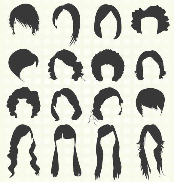 Vektor beállítása: Női frizura sziluettek - Vektor, kép