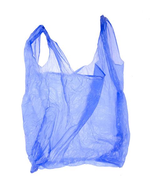 Blue plastic bag on white background. Isolated - Foto, immagini