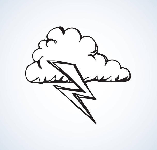 Cloud with lightning. Vector illustration - Vektör, Görsel