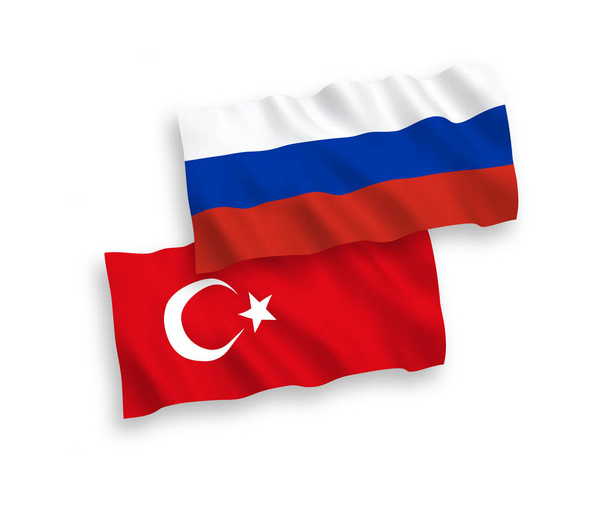 Banderas de Turquía y Rusia sobre fondo blanco
 - Vector, Imagen