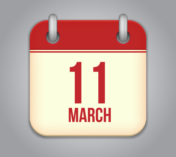 Vector calendar app icon. 11 March - Vetor, Imagem