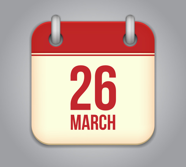 Vector calendar app icon. 26 March - Vetor, Imagem