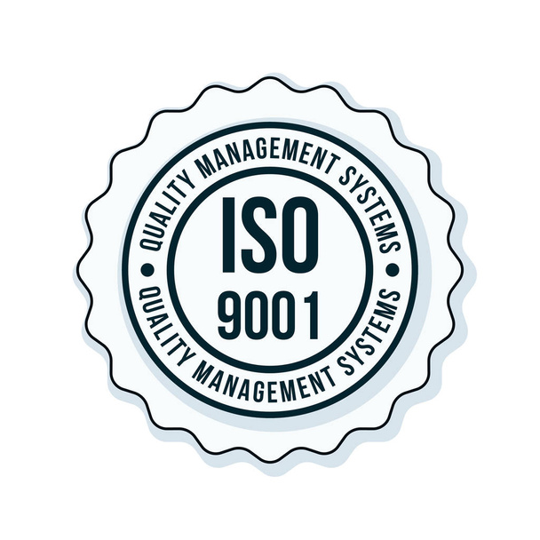 Iso 9001 品質管理システムラベル、ベクトル、イラストレーション - ベクター画像