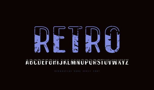 Декоративный шрифт без засечек в стиле ретро с закругленными углами
 - Вектор,изображение
