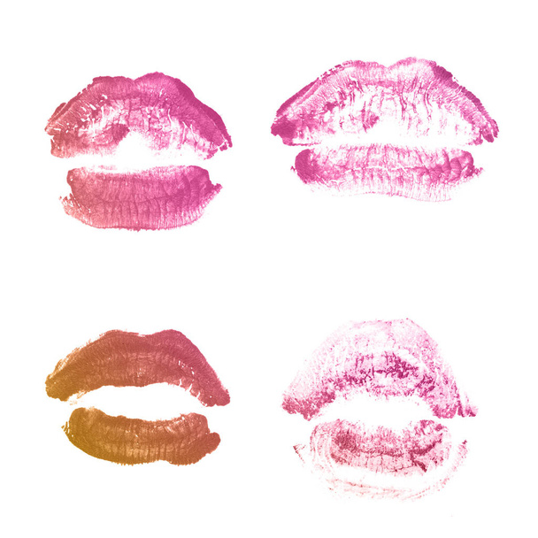 weibliche Lippen Lippenstift-Kuss-Print-Set für den Valentinstag isoliert o - Foto, Bild