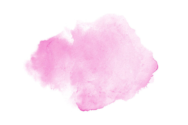 Abstract watercolor background image with a liquid splatter of aquarelle paint, isolated on white. Pink tones - Photo, Image