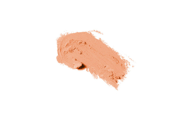Frottis et texture de rouge à lèvres ou de peinture acrylique isolés sur fond blanc. Couleur orange
 - Photo, image