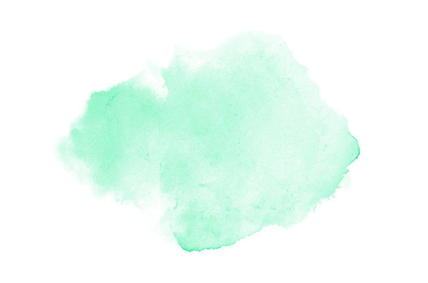 Αφηρημένη εικόνα φόντου υδατογραφίσματος με υγρή διασπορά χρώματος Aquarelle, απομονωμένη σε λευκό. Τιρκουάζ αποχρώσεις - Φωτογραφία, εικόνα