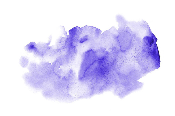 Abstract watercolor background image with a liquid splatter of aquarelle paint, isolated on white. Violet tones - Photo, Image