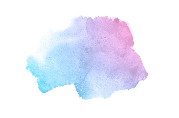 Abstract watercolor background image with a liquid splatter of aquarelle paint, isolated on white. Pink and blue pastel tones - Foto, imagen
