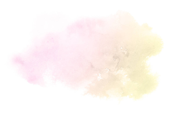 Imagem de fundo aquarela abstrata com um respingo líquido de tinta aquarelle, isolado em branco. Tons rosa e amarelo
 - Foto, Imagem
