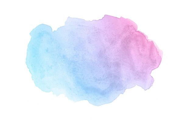 Abstract watercolor background image with a liquid splatter of aquarelle paint, isolated on white. Pink and blue pastel tones - Foto, Imagen