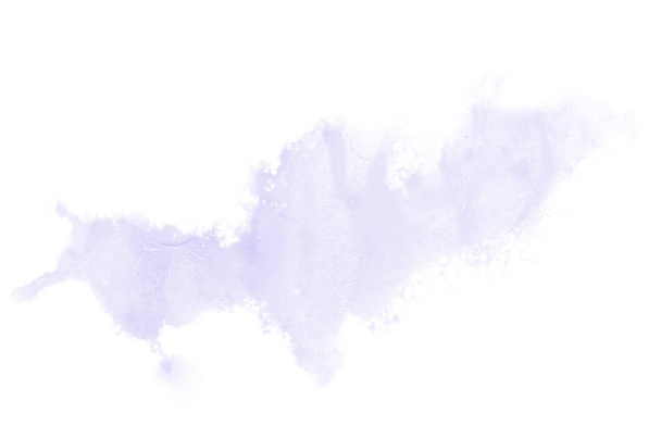 白に隔離されたアクアレル塗料の液体スプラッタを持つ抽象的な水彩の背景画像。バイオレットトーン - 写真・画像