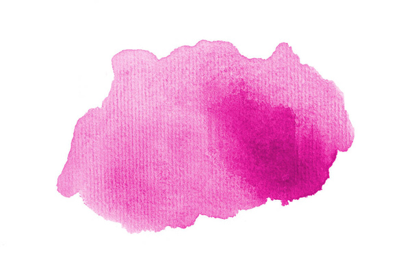 abstraktes Aquarell-Hintergrundbild mit einem flüssigen Spritzer Aquarellfarbe, isoliert auf Weiß. Rosatöne - Foto, Bild