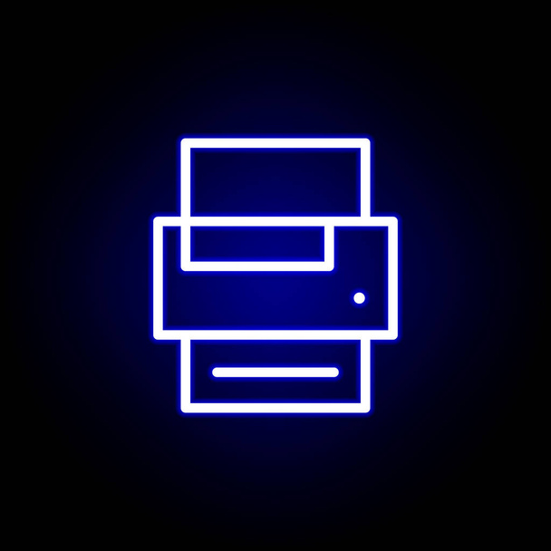 printer icon in neon style. Can be used for web, logo, mobile app, UI, UX - Vector, Image