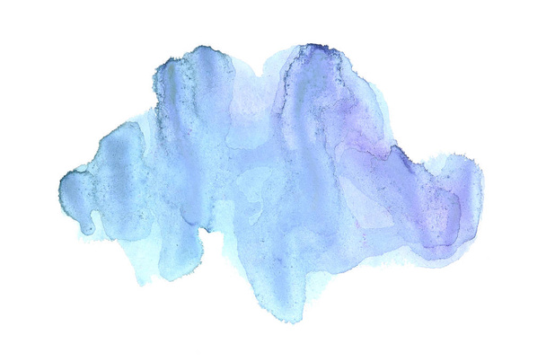 白に隔離されたアクアレル塗料の液体スプラッタを持つ抽象的な水彩の背景画像。ピンクとブルーのパステルトーン - 写真・画像