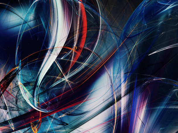 blue abstract fractal background 3d rendering illustration - Foto, Imagen