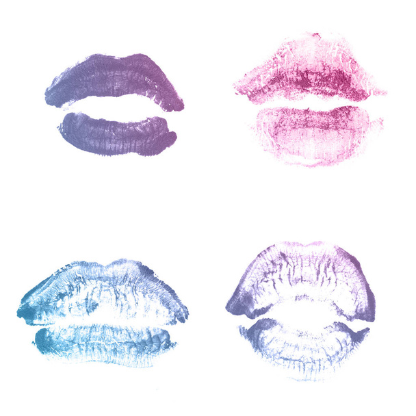 Női ajkak rúzs csók nyomtatási készlet Valentin nap elszigetelt o - Fotó, kép