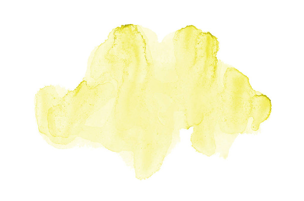 Absztrakt akvarell háttérkép egy folyékony fröccs a Aquarelle festék, elszigetelt fehér. Sárga tónusú - Fotó, kép