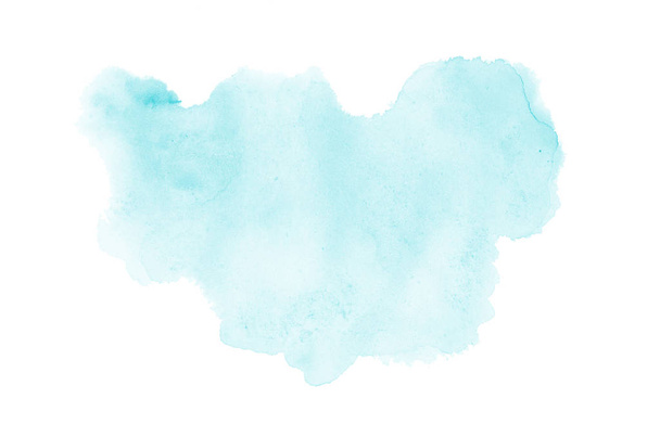 Imagen de fondo de acuarela abstracta con una salpicadura líquida de pintura acuarela, aislada en blanco. Tonos azules claros
 - Foto, Imagen
